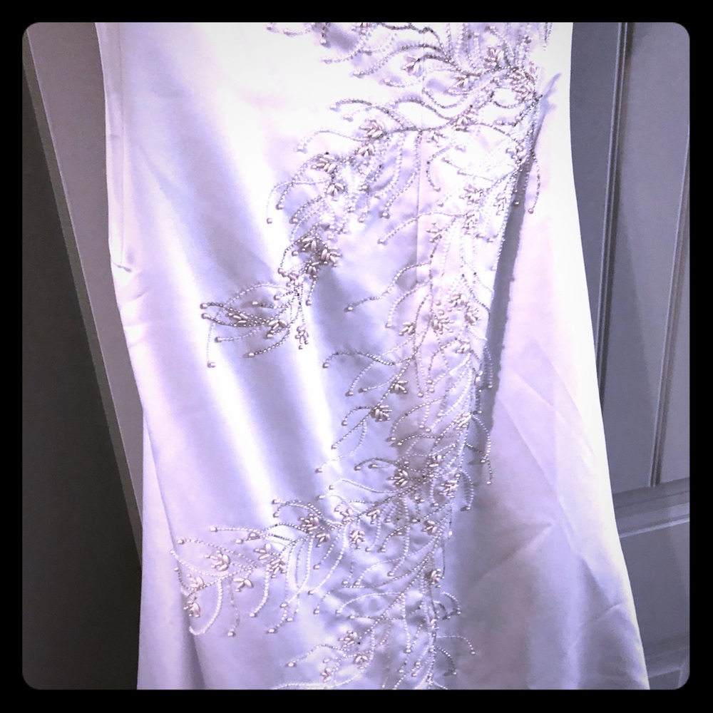 Satin Newman Marcus gown with pearl detail
